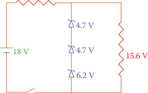 Figure 15.5 Zener diodes in series.