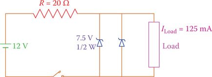 Figure 15.6 Zener diodes in parallel.