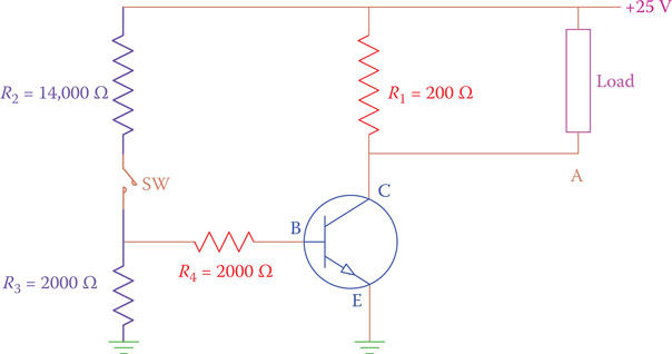 Figure 17.16 Providing base voltage by a voltage divider.
