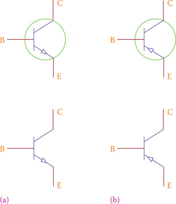 Figure 17.2 Symbols for (a) NPN transistor and (b) PNP transistor.