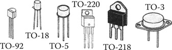 Figure 17.3 Examples of physical shape (packaging) of transistors.