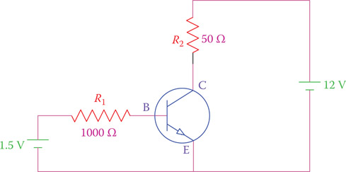 Figure 17.9 Connecting a transistor to electric supply.