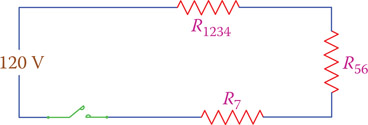 Figure 6.11 Simplification after steps 1 to 4 for the circuit in Figure 6.9.