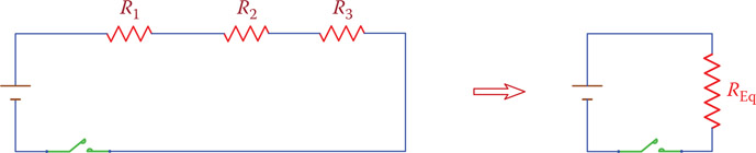 Figure 6.2 Resistors in series must be reduced to their equivalent resistor.