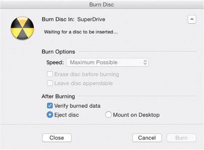 10.9 When exporting to CD/DVD, after you’ve configured your settings and hit Export, you’ll either be prompted to insert a disc, or your disc drive will eject for you.