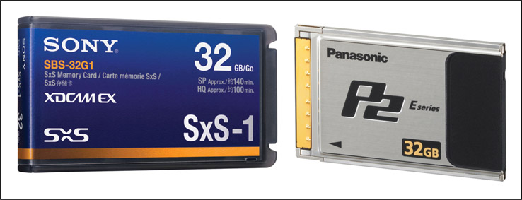 Figure 11.17 Proprietary card formats like SxS and P2 are designed for professional users. These cards are significantly better than off-the-shelf SD memory cards, and as a result are more robust and reliable. They are also more expensive, a fact that puts them out of reach for many low-budget producers.