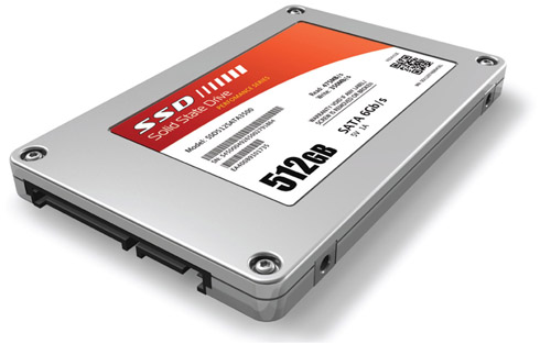 Figure 2.25 A solid-state hard drive (SSD) contains no moving parts.