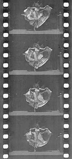 Figure 8.1 A 35mm filmstrip of the Edison production Butterfly Dance (ca. 1894–95).