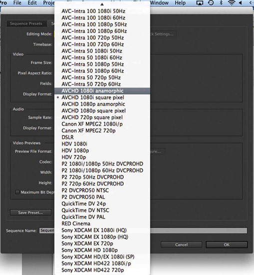 Figure 8.32 This setup menu in Premiere Pro reveals just how many format and codec variations exist these days.