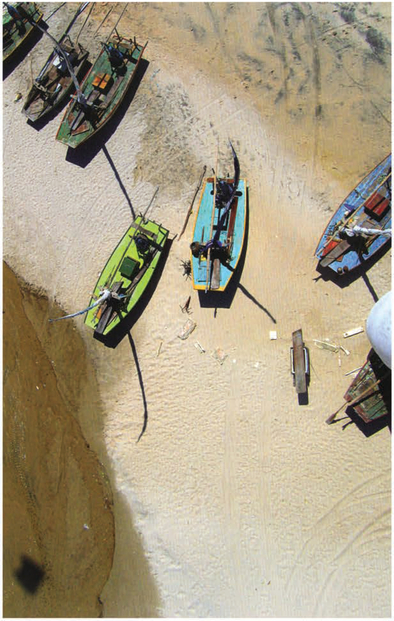 Jangadas Fishermen's ships resting on the beach in Bebenbe. Ceará. Brazil