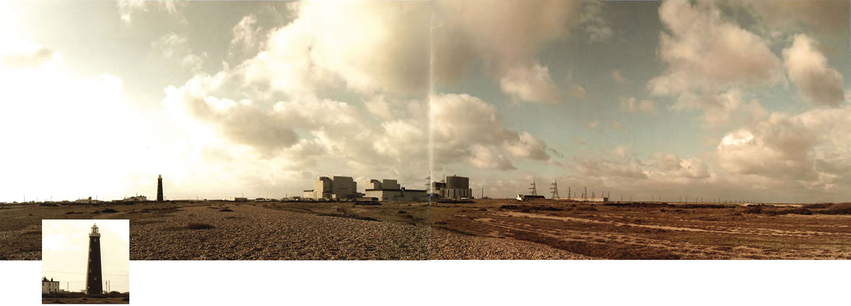 Dungeness Nuclear Power Station Panorama images give a wonderful sense of vastness. This image of Dungeness was made up of 11 images. One of the main advantages of a panorama is the level of detail you can include. As you can see from the lighthouse detail, this image could be printed up to 80cm [c. 2½ft] wide and suffer no loss of quality.
