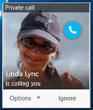 Screenshot shows a contact image with call button for answering the call.