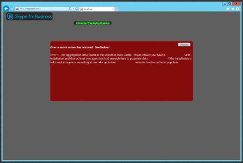 Screenshot shows Skype for business window displaying error.