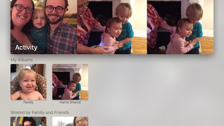 Figure 82: Photos lets you view your My Photo Stream and shared iCloud Photo Stream albums. In this image, the Activity stream is highlighted: it shows the most recent photos.