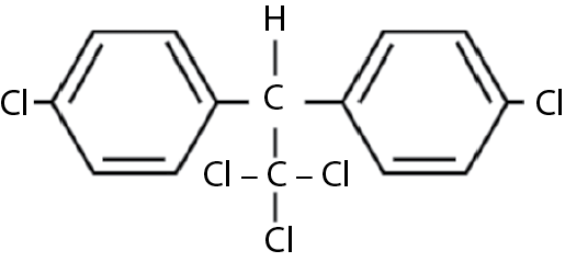Image of DDT, chemically 1,1,1-trichloro-2,2-bis (p-chlorophenyl) ethane.