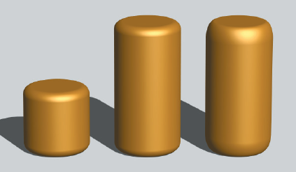 Figure showing three beveled cylinders.