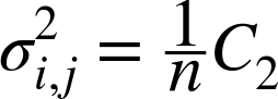 sigma Subscript i comma j Superscript 2 Baseline equals StartFraction 1 Over n EndFraction upper C 2