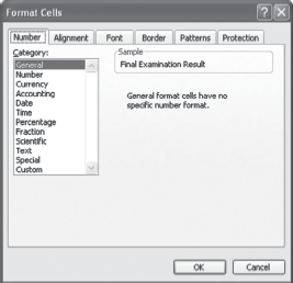 Format Cells Dialog Box