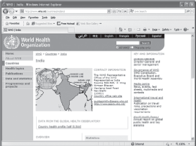 A Web Page on a Graphical Browser
