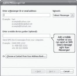 Add to Messenger List Dialog Box