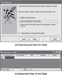 Displaying Table in Datasheet View