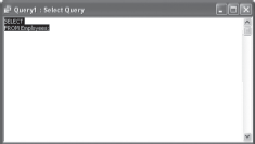 Query in Select Query Window