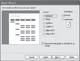 Selecting Report's Layout and Orientation