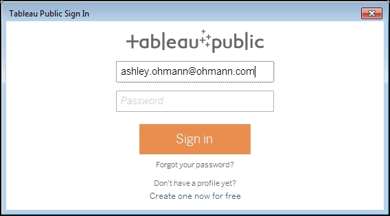 Saving your work and logging in to Tableau Public