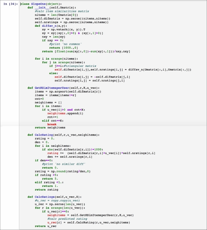 Simplest item-based Collaborative Filtering – slope one