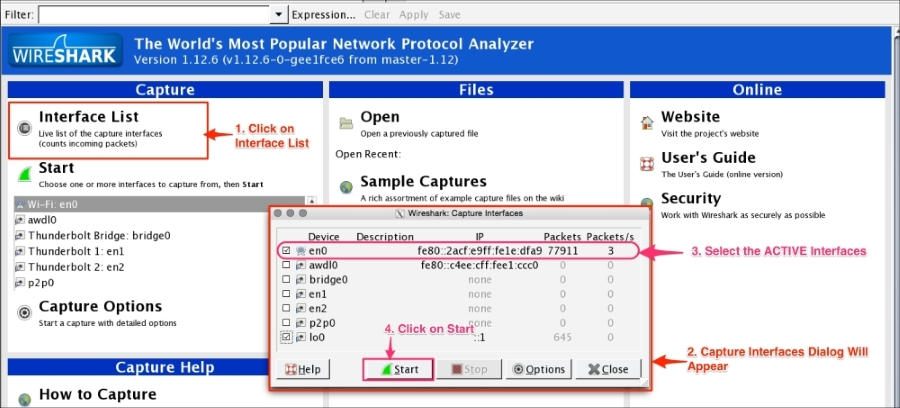 Capturing packets with Interface Lists