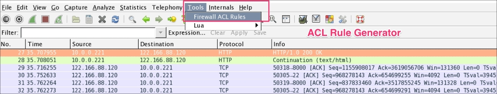 Generating the firewall ACL rules