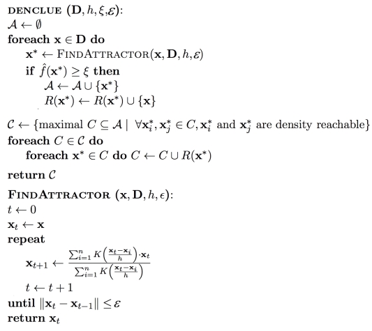 The DENCLUE algorithm