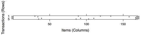 Visualizing the transaction data – plotting the sparse matrix