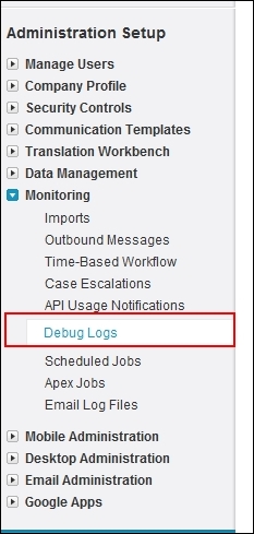 The debug log