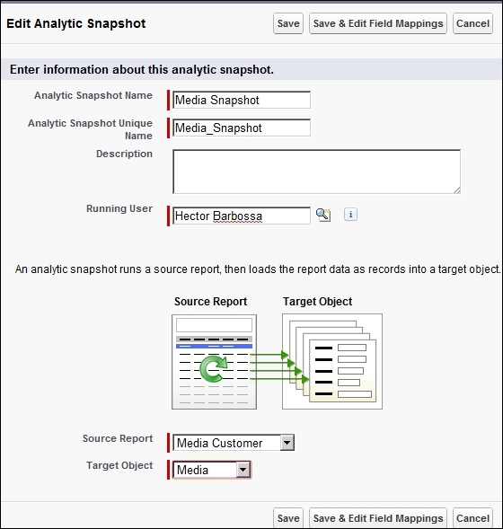 Setting up an analytical snapshot