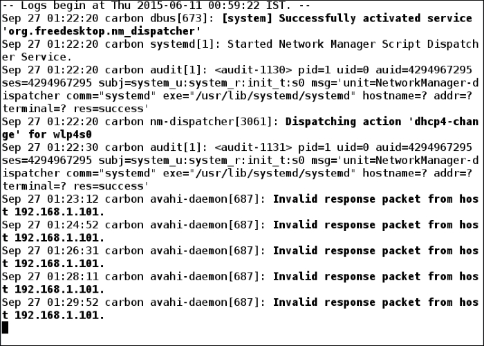 Viewing the latest log entries