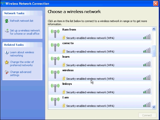 MDK3 fake beacon flood with the selected SSID list