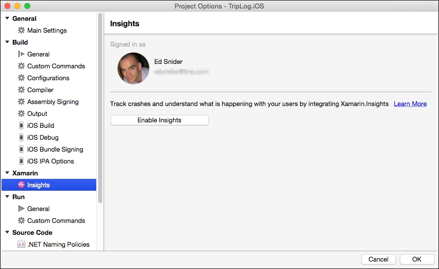 Setting up Xamarin Insights