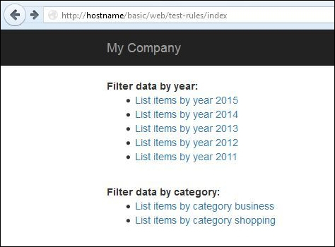 Example – the index page to display the links list