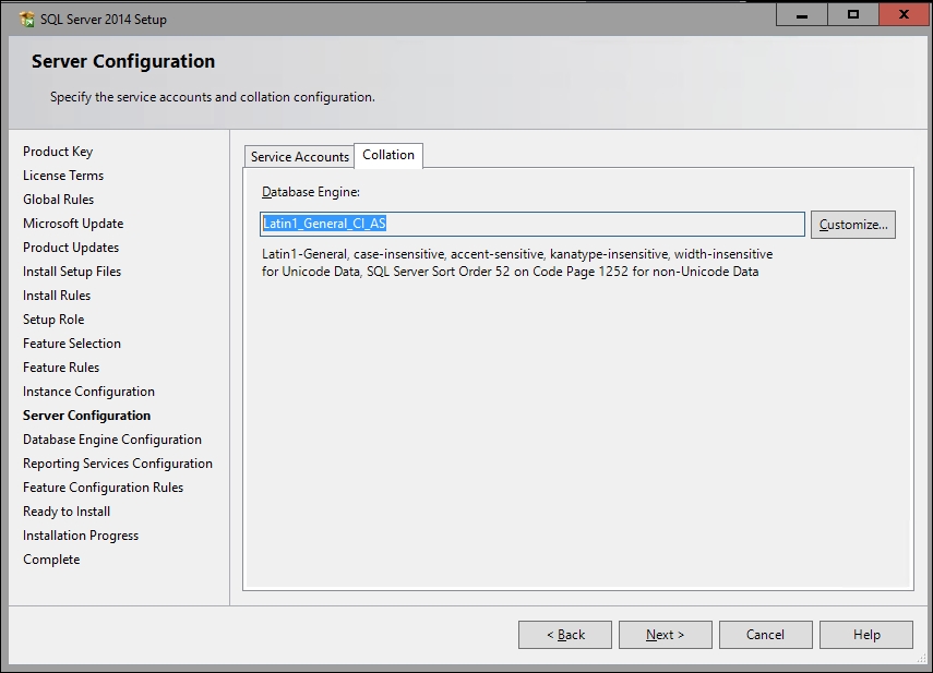 SQL features and collation setting
