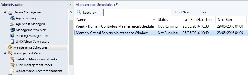 Scheduled Maintenance Mode in OpsMgr 2016