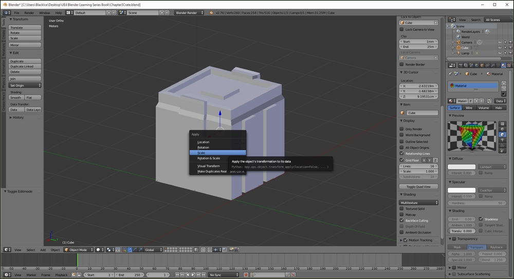 Exporting our object from Blender