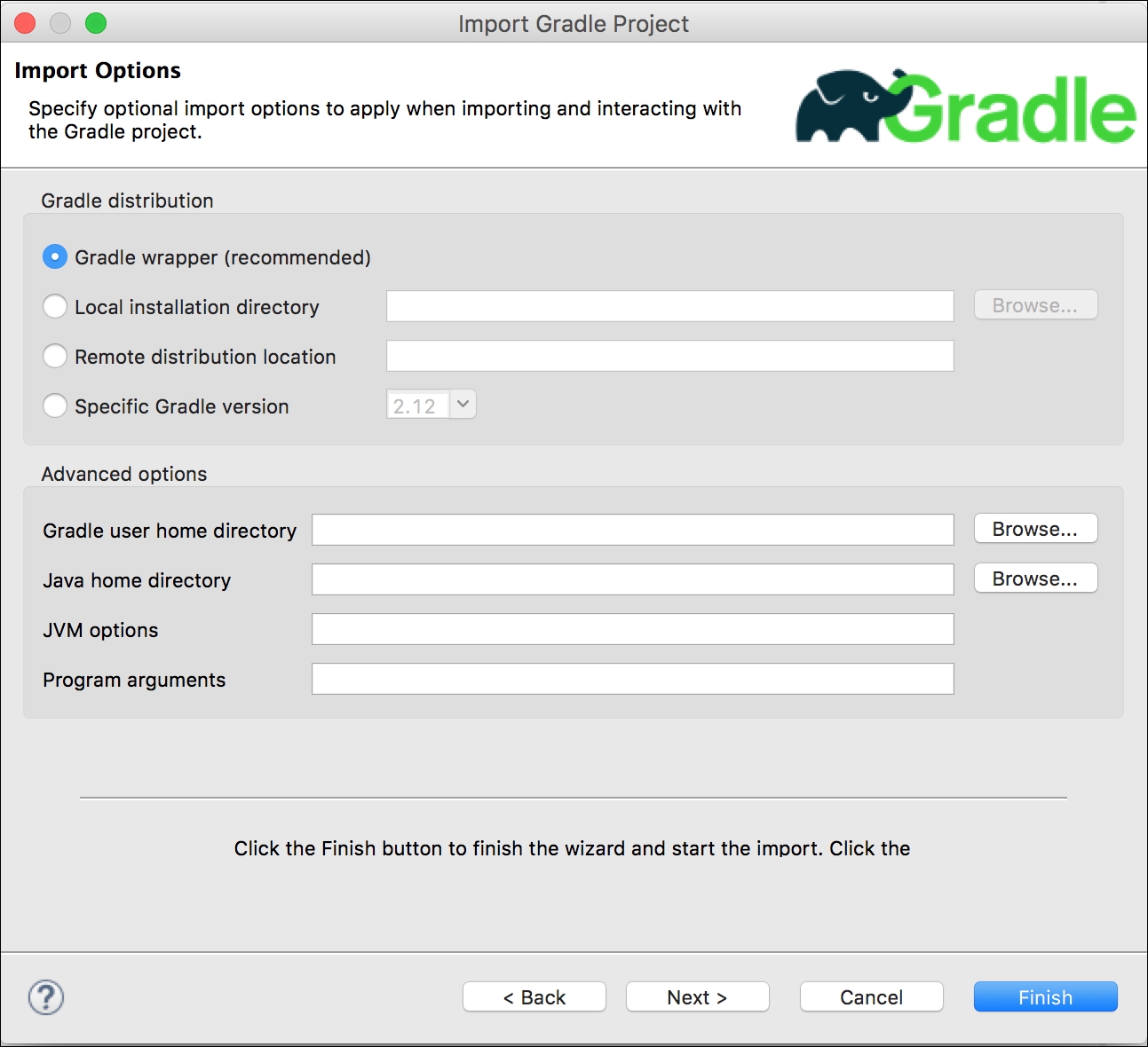 Importing a Gradle project