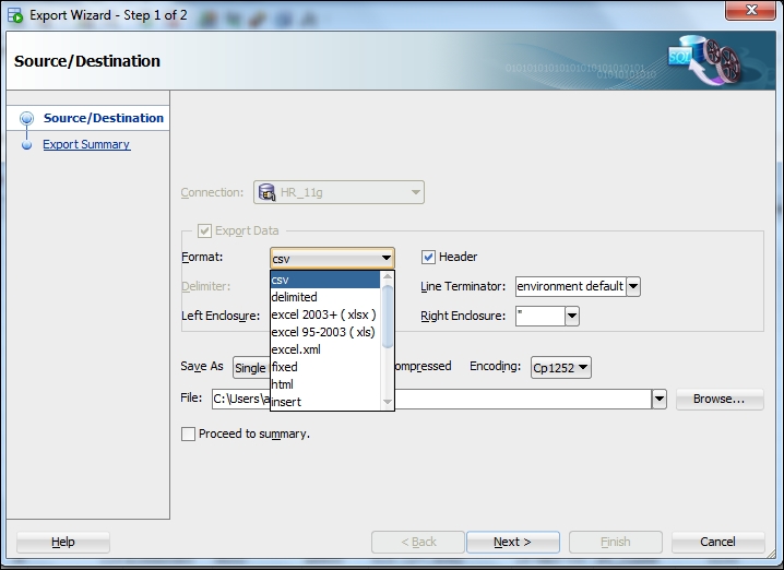 Exporting instance data