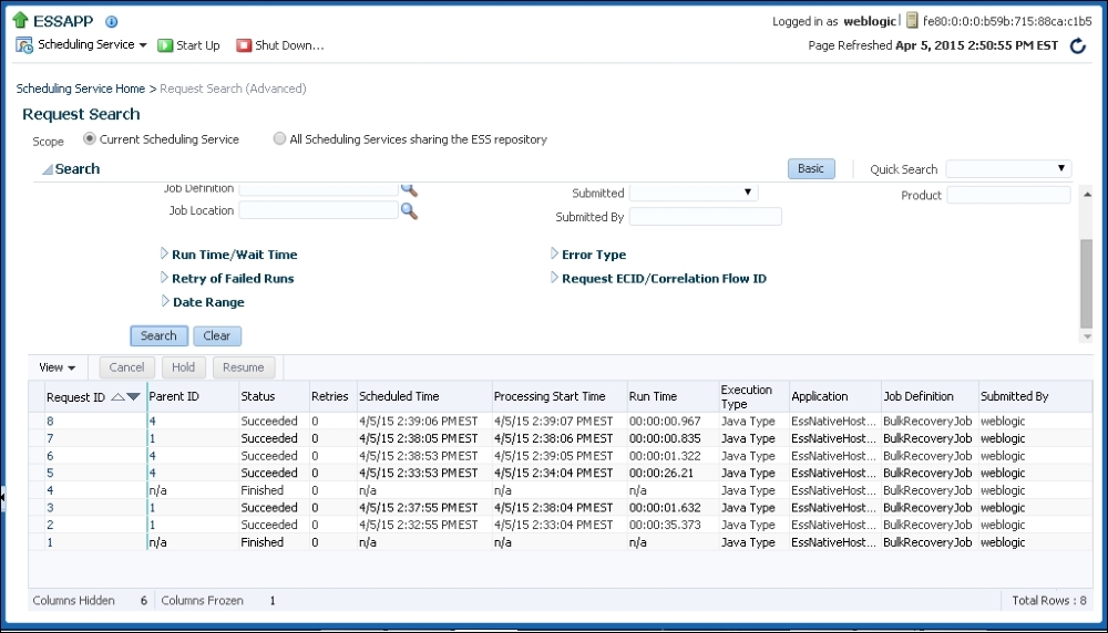 Bulk recovery of instance faults