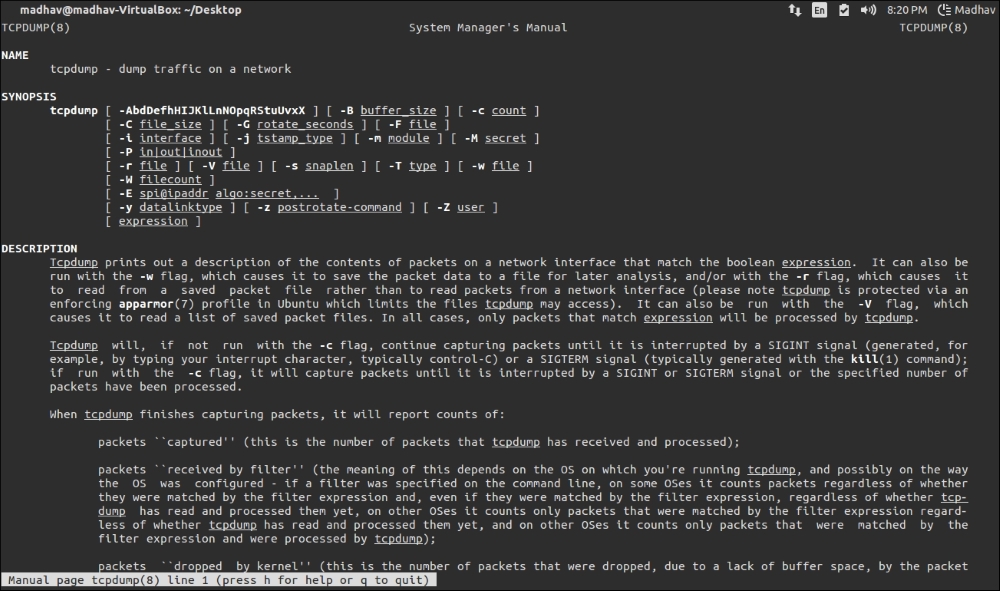 Understanding tcpdump command parameters