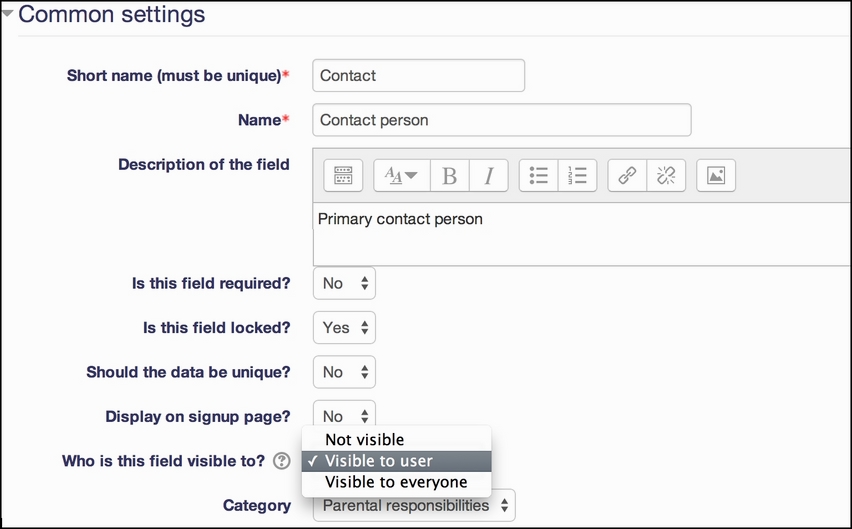 Profile fields