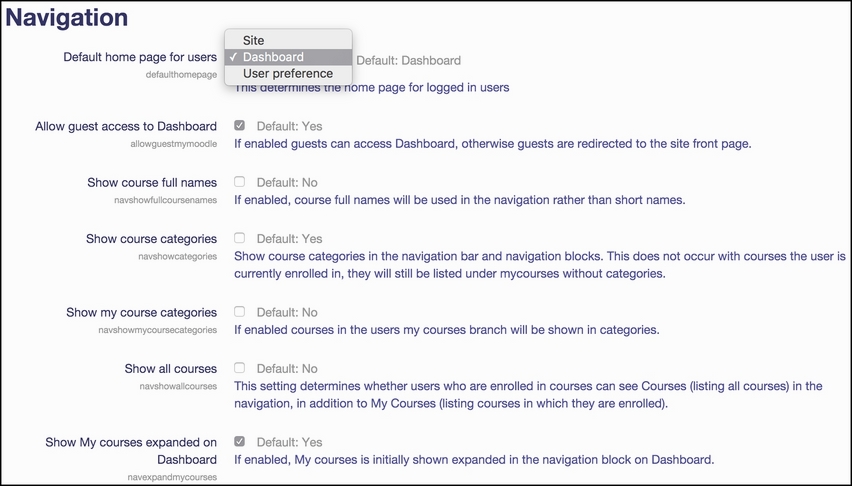 Customizing navigation