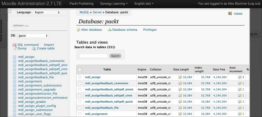 Moodle Adminer